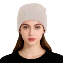 Schneeflocken-Strickmütze, warm, Wolle, 1 Stück