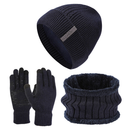 AWZXDE Winterstrick-Dreiteiler: Mütze, Schal, Handschuhe