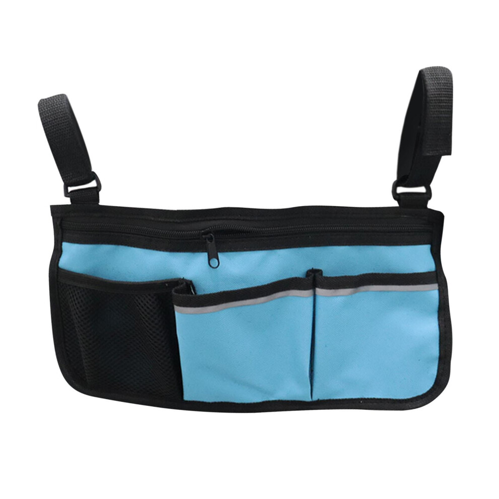 Walker Side Bag Walker Pouch Bag, Oxford Cloth Portable with Cup Holder, Hanging blue