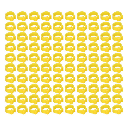 100PCS Yellow Plastic Pigeon Leg Rings 8mm for identification