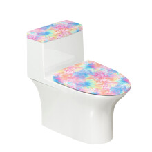 Toilet Lid Covers Set Fits All Toilet Shapes & Easy to Clean Lid Cover Set for Toilet Reusable 2 Pcs Set Pastel, Tie-Dye