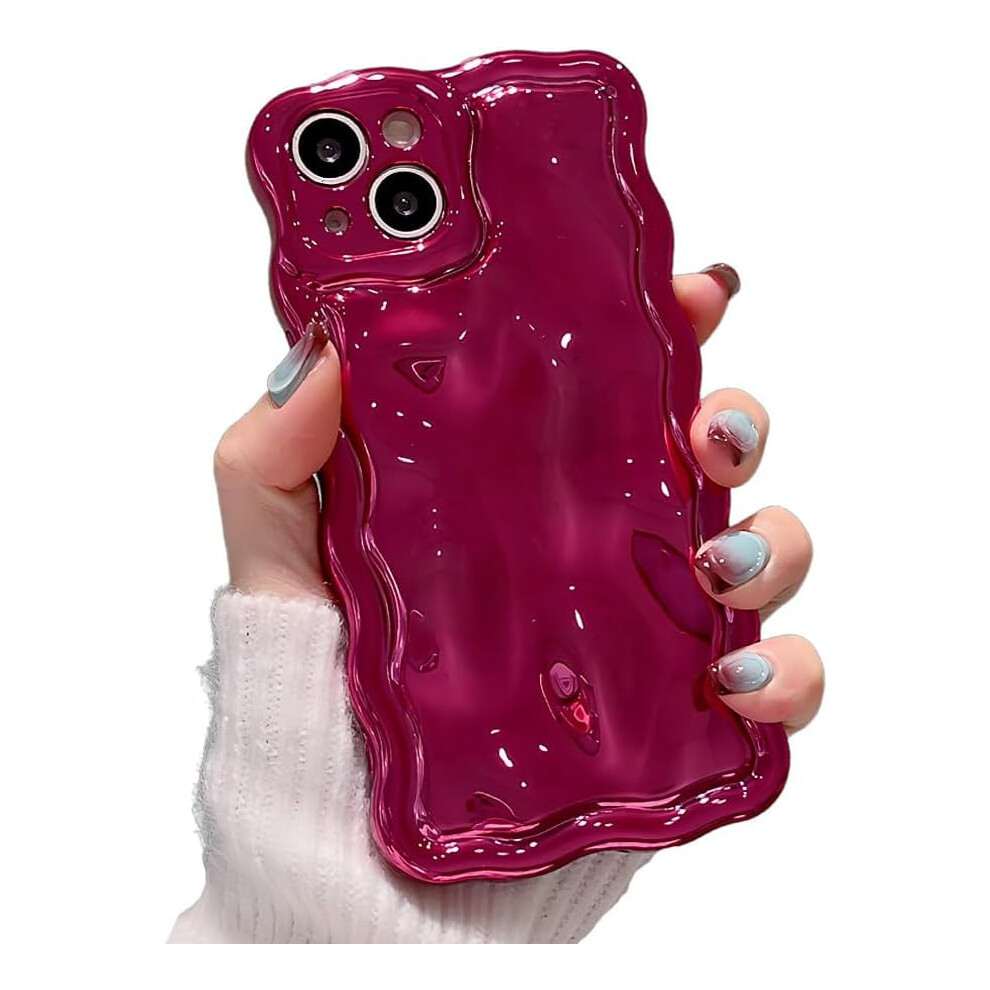 Luxury Electroplated Water Ripple Iphone Case Â Soft Shockproof Bumper With Camera Lens Protection, (Compatible With Iphone 13) Red 9426043947606
