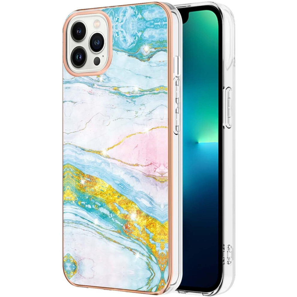 Compatible With Iphone 14/13/12/11 Pro Max Plus Mini Â Slim Luxe Marbled Pc+Tpu Case, Shockproof, Bezel Raised, Gold 9426043947453