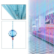 Beaded Door Curtain, Blue Fringe String Curtain, 39.37x78.74 in, Wall Panel Room Divider, Bedroom Decorative Tassel Screen
