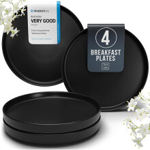 Small Dinner Plates Set of 4, 7.5" Stoneware Salad and Dessert Plates, Stylish Ceramic, Dishwasher and Microwave Safe, Dark Petrol Blue