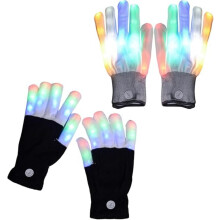 Light up Gloves Fingertips, 2026 LED Rave Glove, 7 Colors Light Show Lights up Finger Gloves for Gloving, Lighting(b+c)