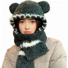 Winter Bear Ear Beanie Knit Warm Slouchy Hat for Women Fleece Lined Knitted Bucket Cap Beanies Hats Ear Protection