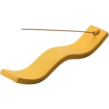 Porte-encens ondulé en céramique – Jaune, 23,2 cm