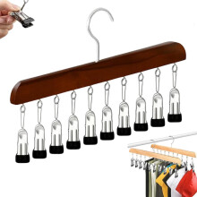 Space-Saving Hanging Closet Organizer with 10 Stainless Steel Clips, Adjustable for Pants & Leggings – Compatible with Standard Rods