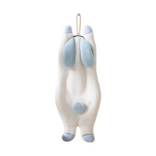 Easter Themed Coral Fleece Rabbit & Cat & Cattle Hanging Hand Towel, 13.8x5.9in Thickened Absorbent Fast-Drying Towel for Kitchen & Bathroom Decor