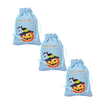 3PC Halloween Drawstring Bags – Colorful Burlap Candy Pouches, Reusable Eco-Friendly Treat Bags for Jewelry, Party, DIY, Compatible with Goodie Bags