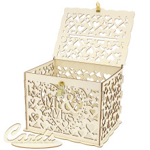 Boîte à cartes de mariage en bois OUNONA avec serrure et clé