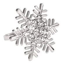 Pack of 6 Exquisite Napkin Rings Pearls Napkins Holder Snowflake Napkin Buckles for Home Dining and Parties