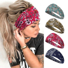Conjunto de 4 faixas de cabeça largas antiderrapantes para exercícios físicos para mulheres.