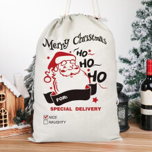 Grande sacchetto regalo natalizio con coulisse, 27x19 pollici, con motivo di Babbo Natale