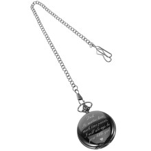 Zwart metalen zakhorloge met ketting voor heren