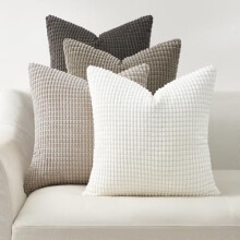 Ensemble de 4 housses de coussin d'automne en velours côtelé à rayures bohèmes grises