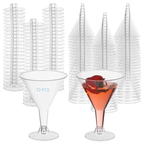 Lot de 72 verres à martini jetables transparents de 17 cl