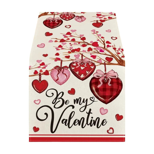 Chemin de table en forme d'arbre à cœurs pour la Saint-Valentin entre copines