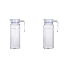 Pichet en verre texturé de 1 L avec couvercle en plastique blanc