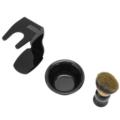3pcs Shaving Brush Set with Stand, ABS+Nylon Beard Grooming Kit 1