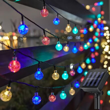 Cordão de luzes solares com 100 LEDs em formato de globo, 8 modos de iluminação, à prova d'água.