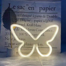 Perhos-LED-neonvalo seinäkoristeeksi USB- tai paristokäyttöinen