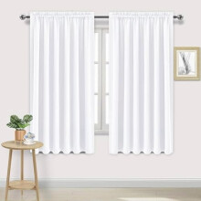 White Thermal Insulated Curtains, 50% Light Blocking, 70x72 Inch, Set of 2 Rod Pocket Panels for Living Room, Bedroom, Dining Room