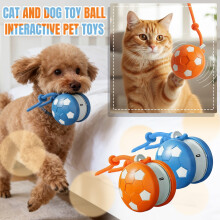 Pelota de juguete con cuerda para perros pequeños y gatos, color azul, 2.9