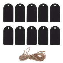 50 Sets Mini Double-Sided Wooden Chalkboard Tags with String, Writable Labels for Hanging and Craft Projects