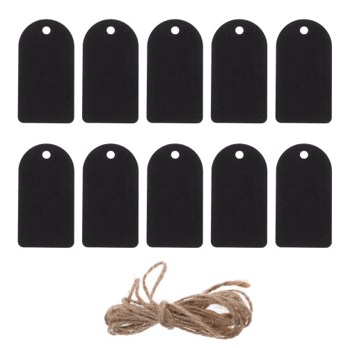 50 Sets Mini Double-Sided Wooden Chalkboard Tags with String, Writable Labels for Hanging and Craft Projects
