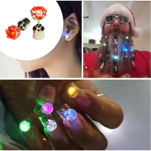 Cool Earring Light up Sexy Ear Jewelry Evening Dress Club Flashing Glowing Rhinestones Chain Crystal - (Orange)&(1 Pairs)