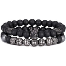 Pulseira de contas de ônix para homem, 8 mm, preta fosca, 19 cm (7,5 polegadas)
