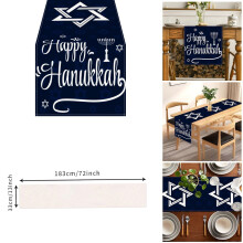 Hanukkah Table Runner, Star of David Design, Festival of Lights Holiday Decor, Blue Kitchen Dining Mat, 13 x 72 inch