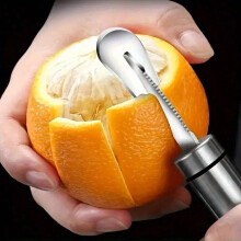 1PC Ergonomic Stainless Steel Peeler For Oranges And Lemons - A Creative Kitchen Tool With A Curved Handle That Allows For Easy Peeling
