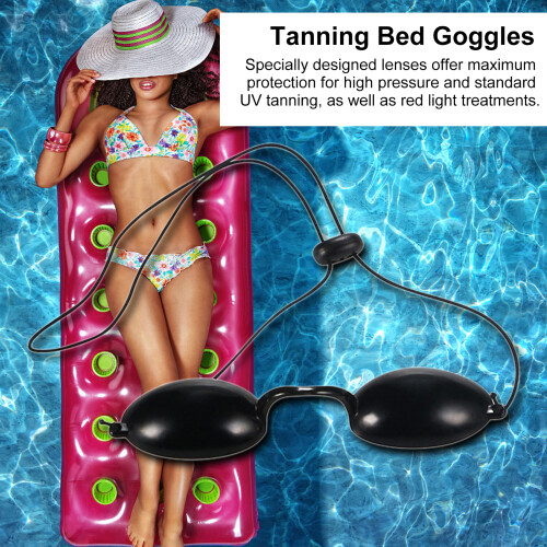 Flexible UV Protective Tanning Bed Goggles, Black, Lightweight 2