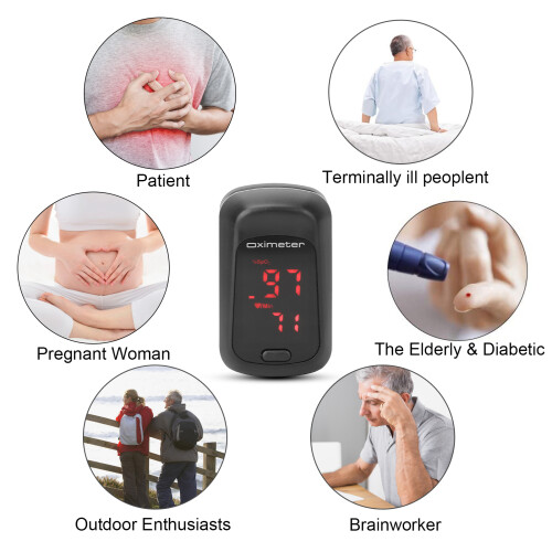 Black Finger Pulse Oximeter with OLED Display, 58x34x36mm 2