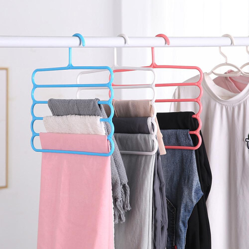 Multi-functional thickened five-layer pants rack non-slip multi-layer household wardrobe hanging pants scarf storage rack pants rack pants hanger 1