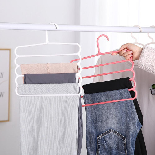 Multi-functional thickened five-layer pants rack non-slip multi-layer household wardrobe hanging pants scarf storage rack pants rack pants hanger 2