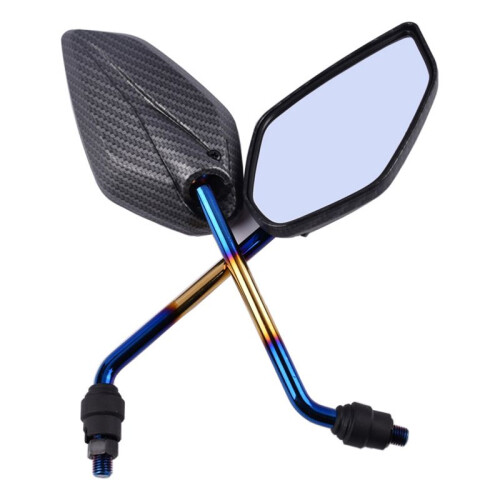 Espelho Retrovisor para Guidão de Motocicleta de 7/8 Polegadas e 10 mm, Espelho Lateral de Fibra de Carbono, Espelho de Ré Universal 1