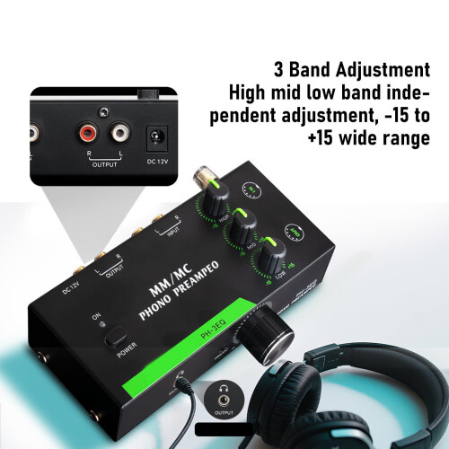 Phono-Vorverstärker 3-Band MM/MC, XLR I/O, Eisen, EU-Stecker 2
