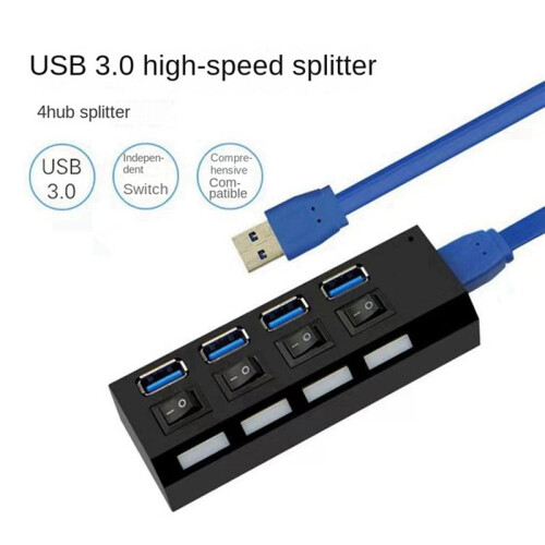 2X USB 3.0 Power Adapter 4  Multi USB Splitter Hub 3.0USB Hub 50CM Cable Hub Docking Station US Plug 2