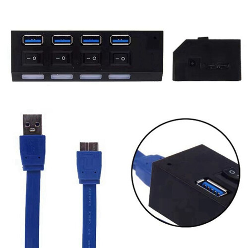 2X USB 3.0 Power Adapter 4  Multi USB Splitter Hub 3.0USB Hub 50CM Cable Hub Docking Station US Plug 2