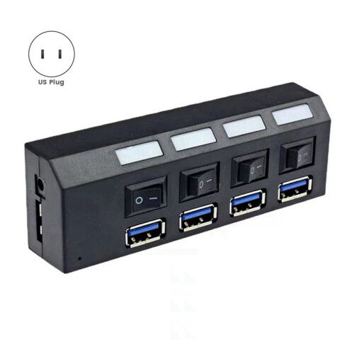 2X USB 3.0 Power Adapter 4  Multi USB Splitter Hub 3.0USB Hub 50CM Cable Hub Docking Station US Plug