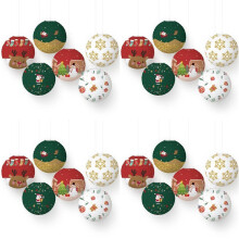 24 Pcs Christmas Decoration Paper Lanterns,Round Hanging Chinese Paper Lanterns for Your Home Outdoor Party Decorations