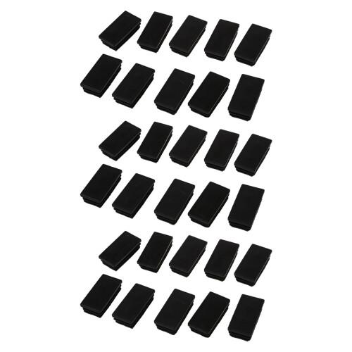 Plastic Rectangle Tube Inserts End Blanking Cap 25X50mm 30 Pcs Black 1