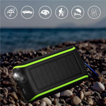 3X Caricabatterie Solare, Caricabatterie Portatile un Manovella da 8000mAh 2 Porte USB Banca di Energia Solare con Torcia un LED, Moschettone