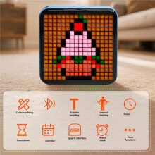 LED Pixel Display Night Light 5000mAh APP Control DIY Table Light with Alarm Clock Pixel Display Power Bank A