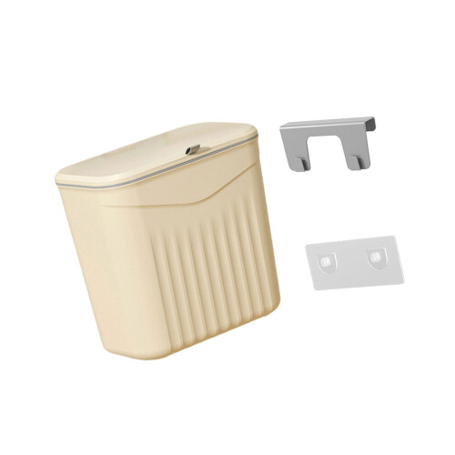 Grasps Complimentary Lid Waste Container For Home-9L Creamy