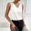 Women's Silk  Sleeveless V-Neck Casual  Basic-Yellow M 5